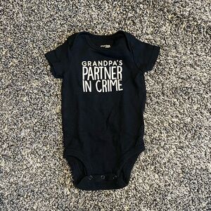 3-6mo Grandpa’s Partner in Crime Black Onsie